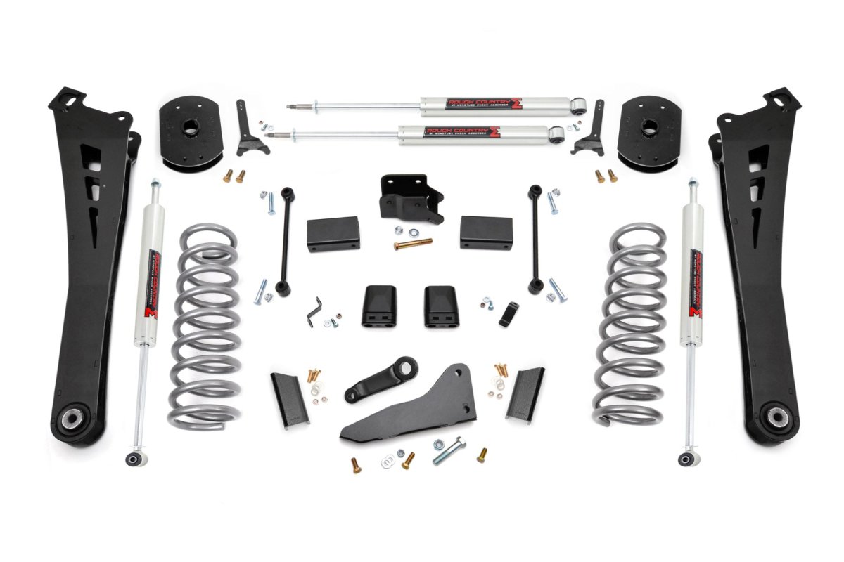 Ram 2500 Suspension Lift Kit - Rough Country - 5 Inch Lift, FR Gas Coil, Radius Arms, M1 - '14-'18